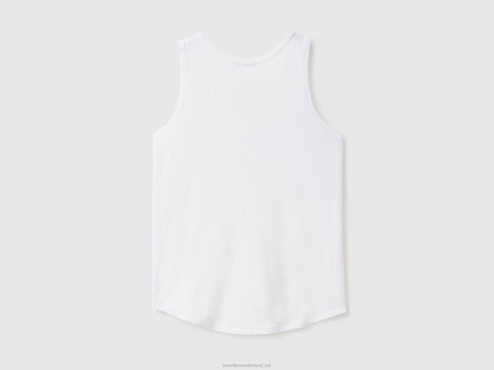 vrouwen Benetton tanktop van lichtgewicht katoen wit 4R62391