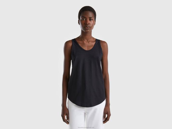 vrouwen Benetton tanktop van lichtgewicht katoen zwart 4R62353