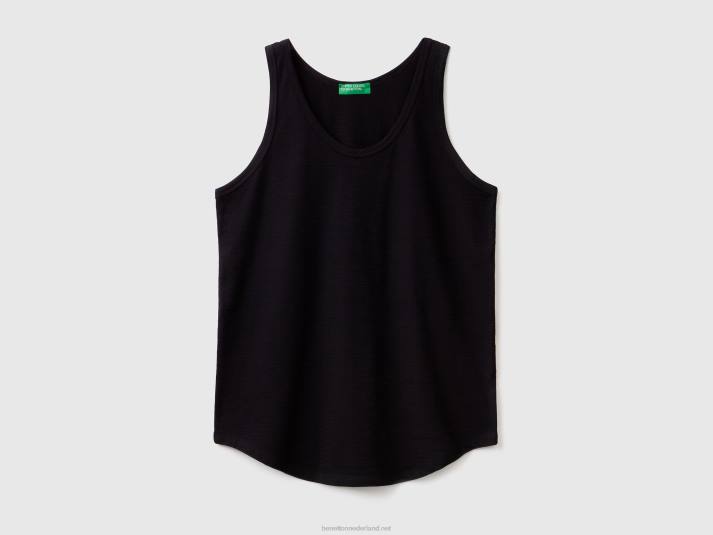 vrouwen Benetton tanktop van lichtgewicht katoen zwart 4R62353
