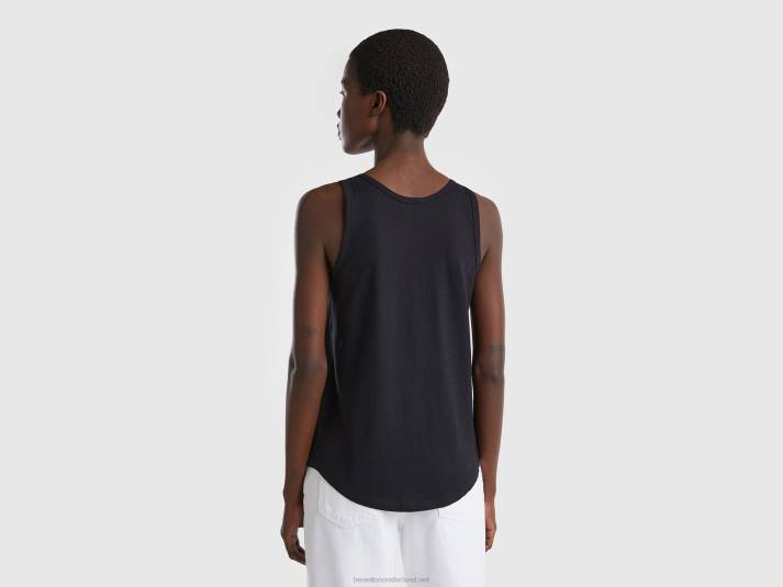 vrouwen Benetton tanktop van lichtgewicht katoen zwart 4R623814