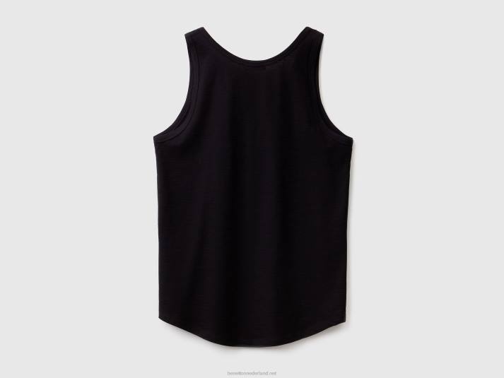 vrouwen Benetton tanktop van lichtgewicht katoen zwart 4R623814