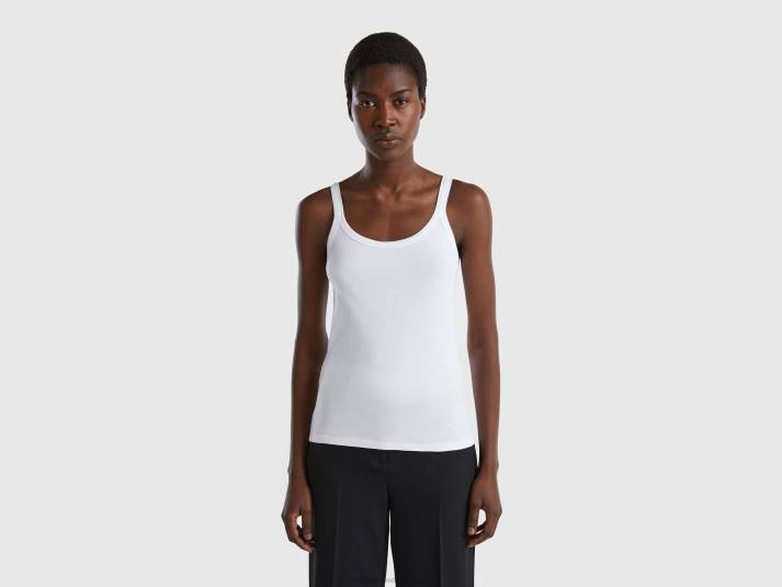 vrouwen Benetton witte tanktop van puur katoen wit 4R623900