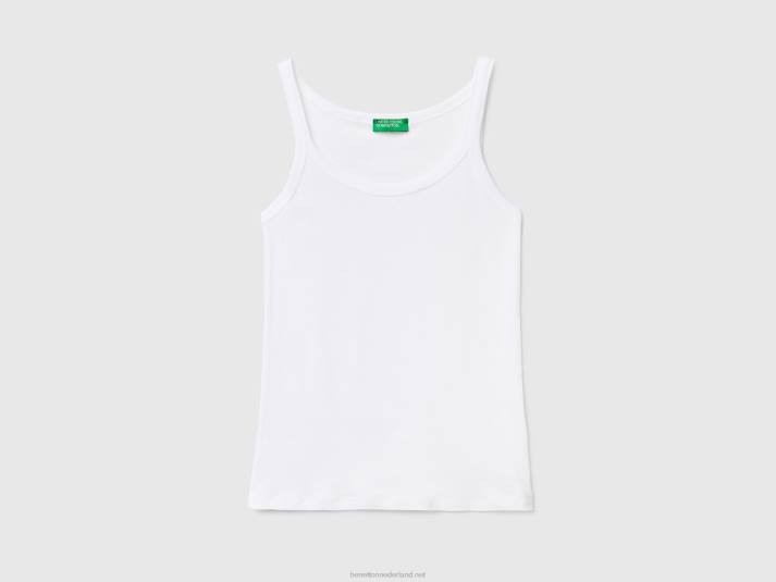 vrouwen Benetton witte tanktop van puur katoen wit 4R623900