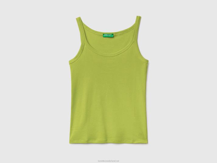 vrouwen Benetton zuurgroene tanktop van puur katoen Neon groen 4R623870