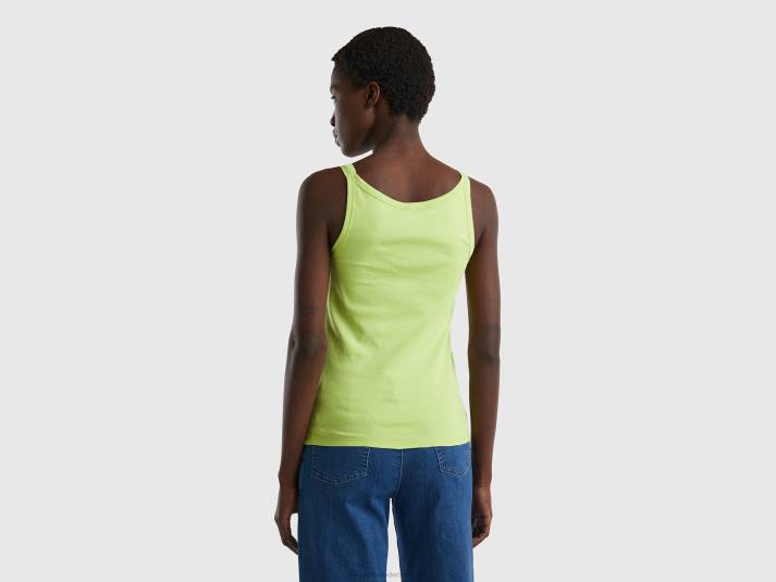 vrouwen Benetton zuurgroene tanktop van puur katoen Neon groen 4R62423