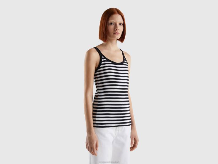 vrouwen Benetton zwart gestreepte tanktop van 100% katoen zwart 4R62434