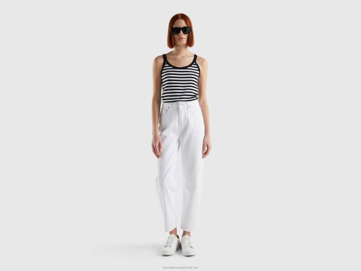vrouwen Benetton zwart gestreepte tanktop van 100% katoen zwart 4R62434