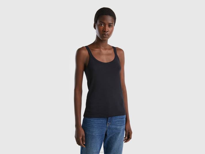 vrouwen Benetton zwarte tanktop van puur katoen zwart 4R62433