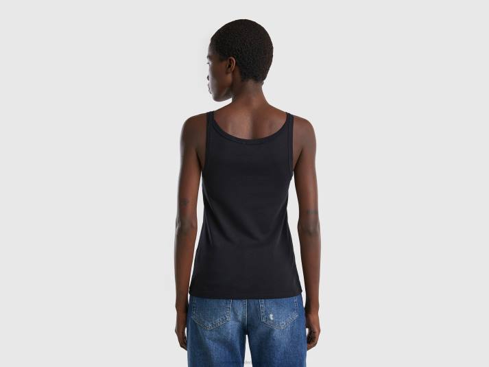 vrouwen Benetton zwarte tanktop van puur katoen zwart 4R62433