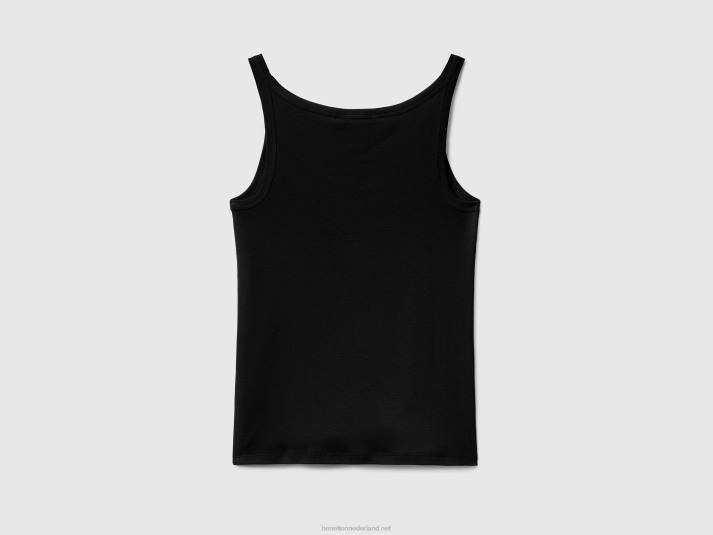 vrouwen Benetton zwarte tanktop van puur katoen zwart 4R62433