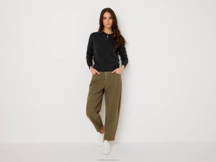 vrouwen Benetton antracietgrijs vest met ronde hals van zuivere merinowol donkergrijs 4R62147