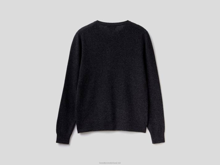 vrouwen Benetton antracietgrijs vest met ronde hals van zuivere merinowol donkergrijs 4R62147