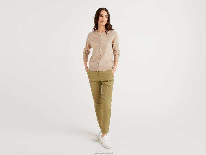 vrouwen Benetton beige vest met ronde hals van zuivere merinowol beige 4R62225