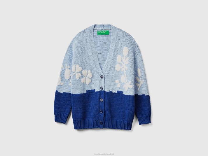 vrouwen Benetton blauw vest met bloemeninleg blauw 4R6286
