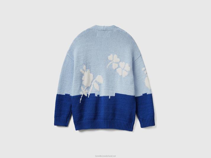 vrouwen Benetton blauw vest met bloemeninleg blauw 4R6286