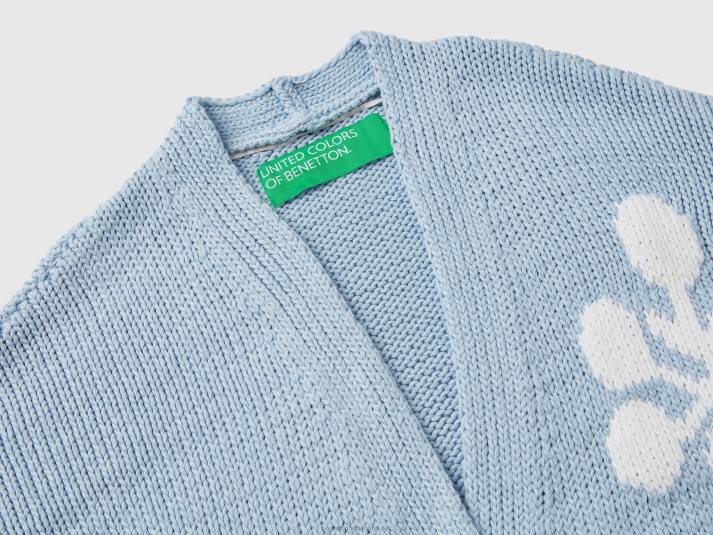 vrouwen Benetton blauw vest met bloemeninleg blauw 4R6286