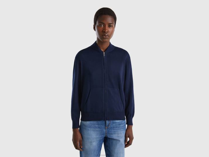 vrouwen Benetton boxy fit vest met ritssluiting donkerblauw 4R623573