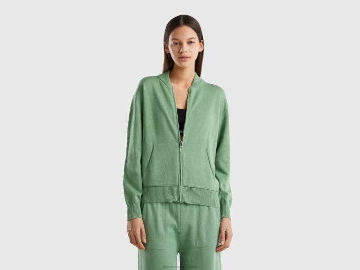 vrouwen Benetton boxy fit vest met ritssluiting groente 4R62125