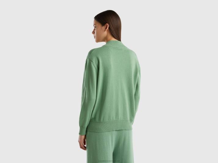 vrouwen Benetton boxy fit vest met ritssluiting groente 4R62125