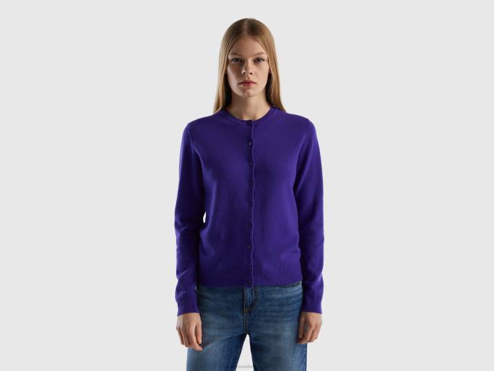 vrouwen Benetton diepblauw vest met ronde hals van zuivere merinowol blauw 4R623663