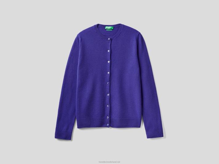 vrouwen Benetton diepblauw vest met ronde hals van zuivere merinowol blauw 4R623663