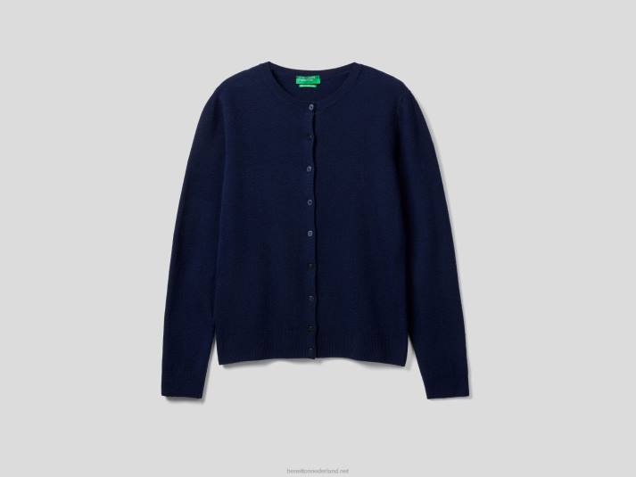 vrouwen Benetton donkerblauw vest met ronde hals van zuivere merinowol donkerblauw 4R623641