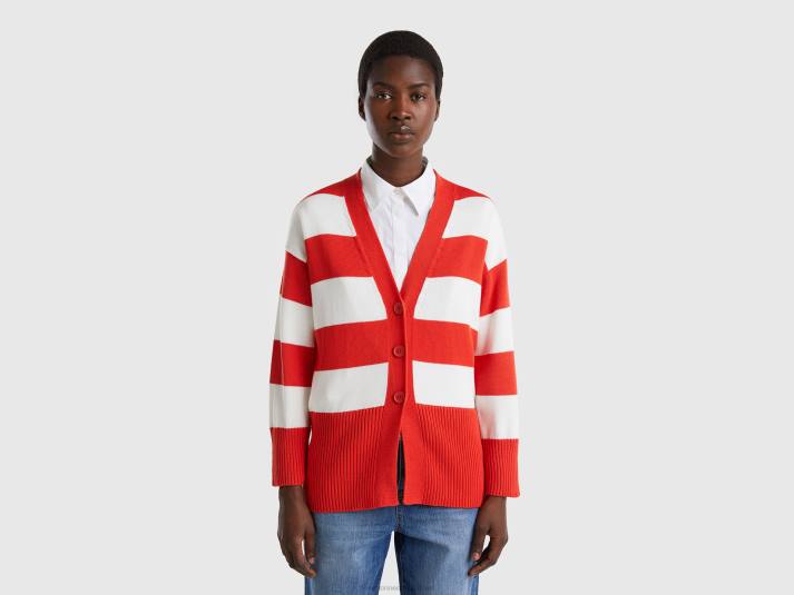vrouwen Benetton gestreept vest van tricotkatoen rood 4R6275