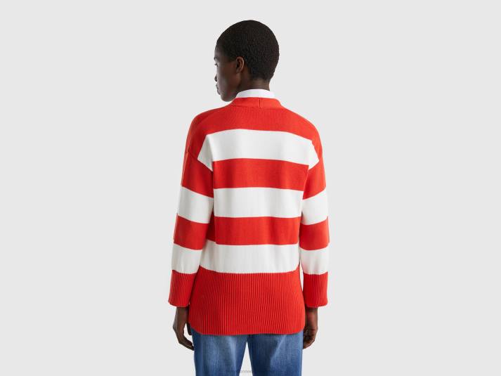 vrouwen Benetton gestreept vest van tricotkatoen rood 4R6275