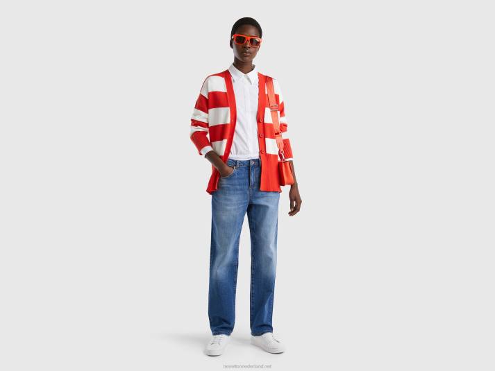 vrouwen Benetton gestreept vest van tricotkatoen rood 4R6275