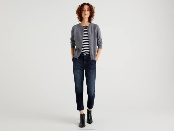 vrouwen Benetton grijs vest met ronde hals van zuivere merinowol grijs 4R623623