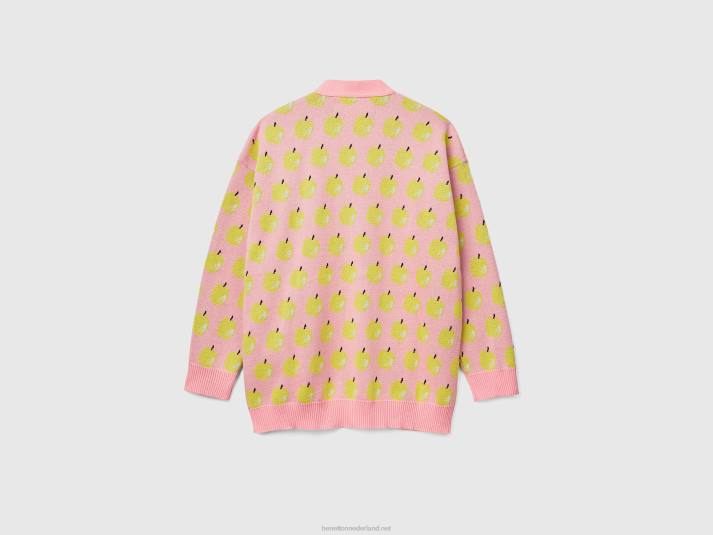 vrouwen Benetton roze vest met appelpatroon roze 4R623571
