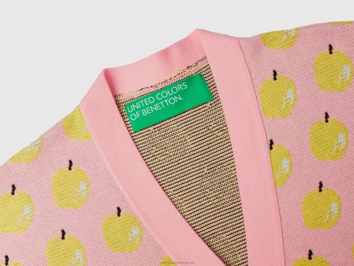 vrouwen Benetton roze vest met appelpatroon roze 4R623571