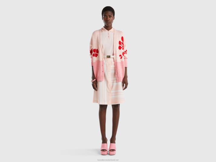 vrouwen Benetton roze vest met bloemen inleg roze 4R62127