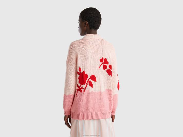 vrouwen Benetton roze vest met bloemen inleg roze 4R623615