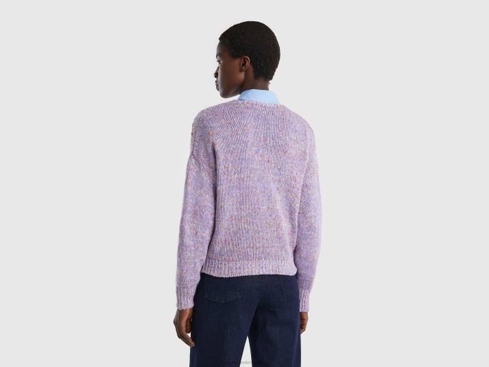 vrouwen Benetton vest met opengewerkt motief lila 4R6228