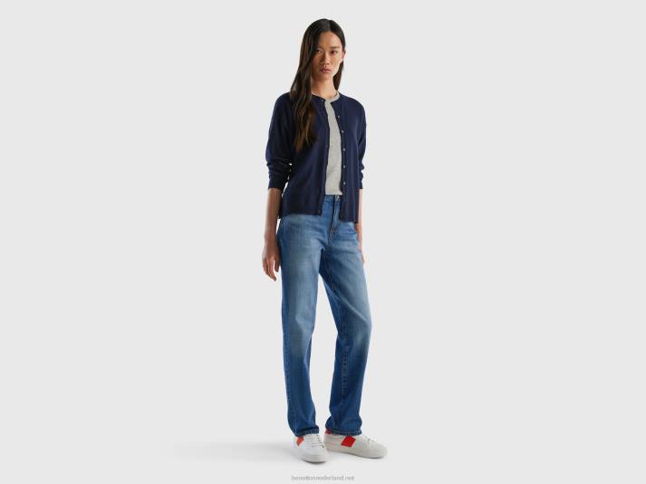 vrouwen Benetton vest met ronde hals en knopen donkerblauw 4R62195