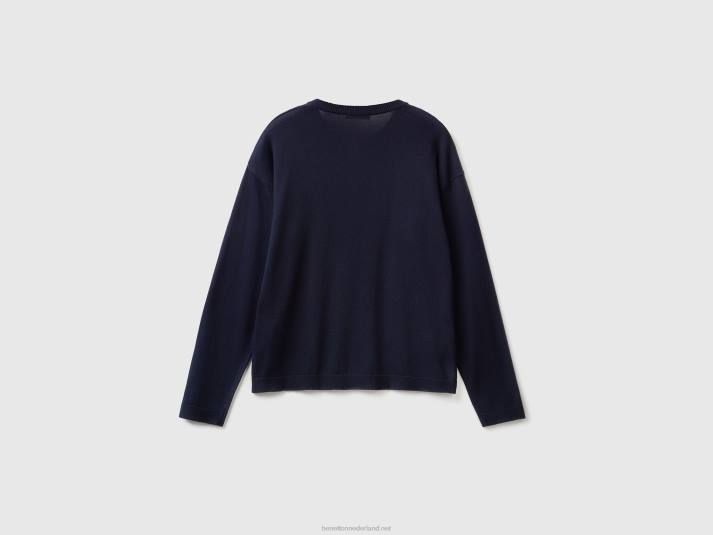 vrouwen Benetton vest met ronde hals en knopen donkerblauw 4R623670