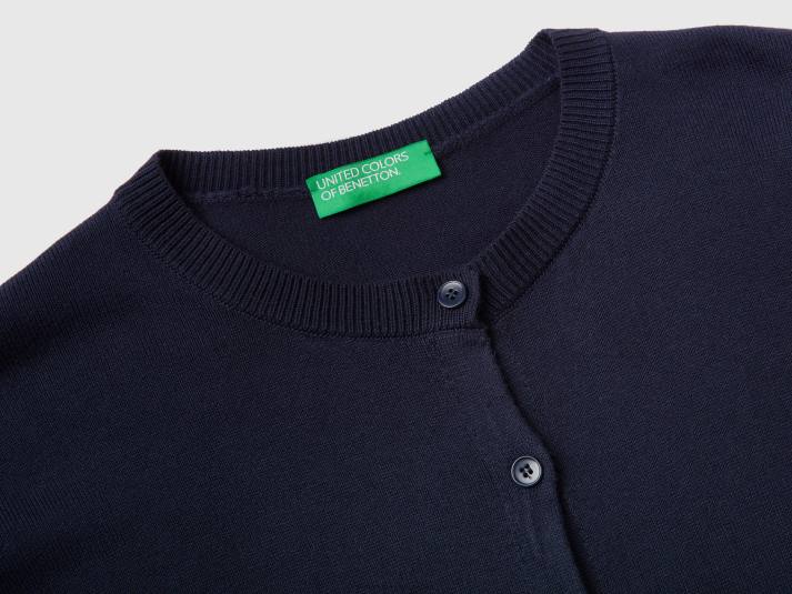 vrouwen Benetton vest met ronde hals en knopen donkerblauw 4R623670