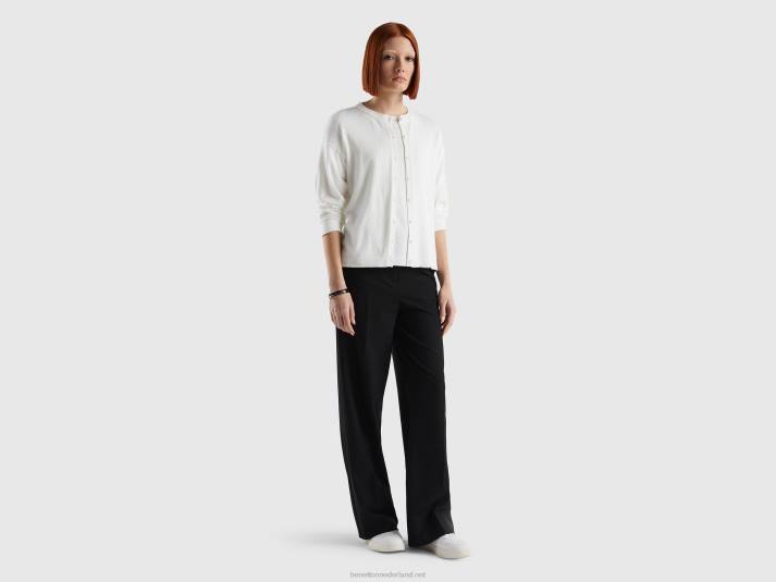 vrouwen Benetton vest met ronde hals en knopen romig wit 4R62203