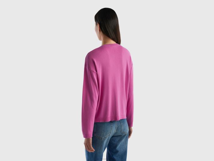vrouwen Benetton vest met ronde hals en knopen roze 4R623513