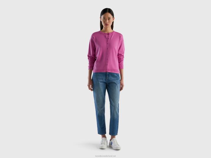vrouwen Benetton vest met ronde hals en knopen roze 4R623513