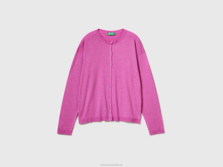 vrouwen Benetton vest met ronde hals en knopen roze 4R623513