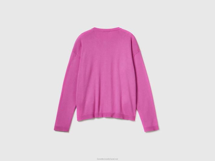 vrouwen Benetton vest met ronde hals en knopen roze 4R623513