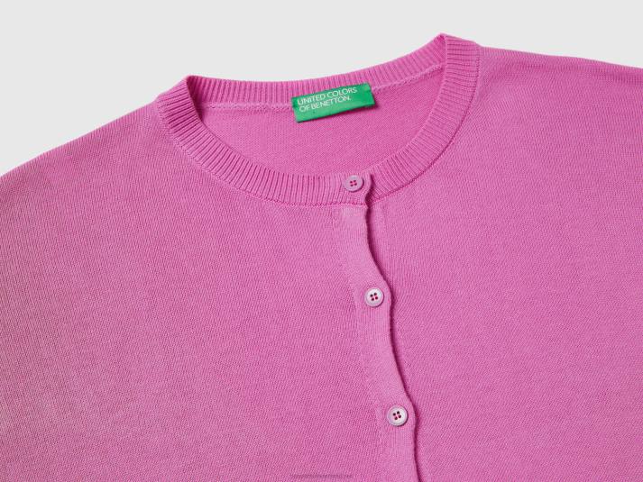 vrouwen Benetton vest met ronde hals en knopen roze 4R623513
