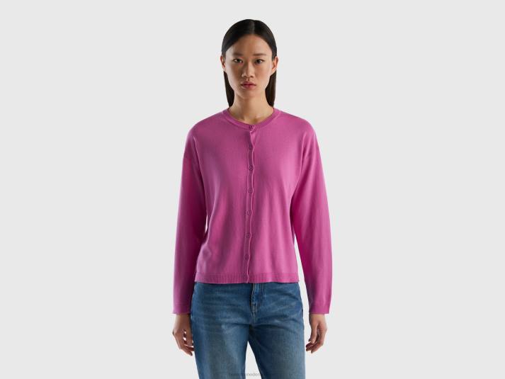 vrouwen Benetton vest met ronde hals en knopen roze 4R6254