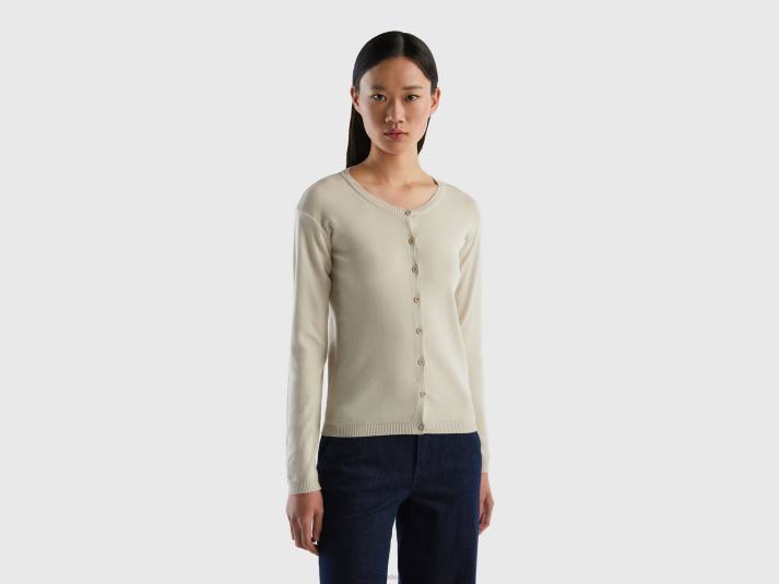 vrouwen Benetton vest met ronde hals van zuiver katoen beige 4R62211