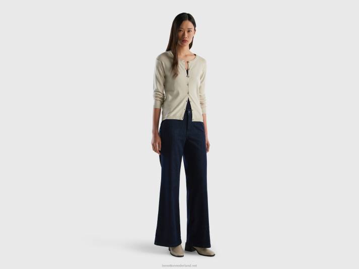vrouwen Benetton vest met ronde hals van zuiver katoen beige 4R62211