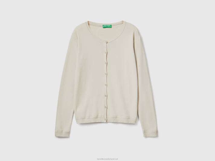vrouwen Benetton vest met ronde hals van zuiver katoen beige 4R62211