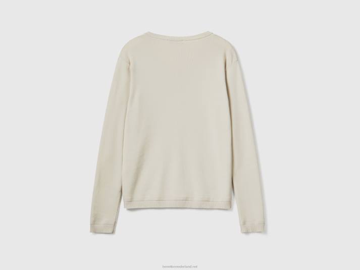 vrouwen Benetton vest met ronde hals van zuiver katoen beige 4R62211