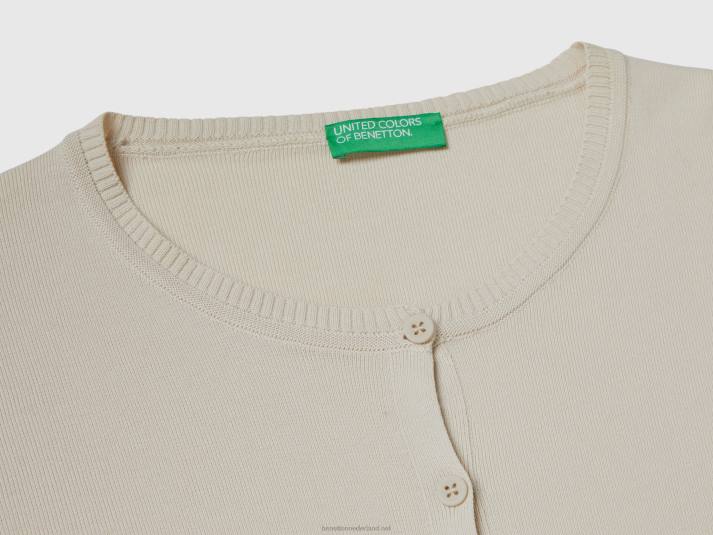 vrouwen Benetton vest met ronde hals van zuiver katoen beige 4R62211